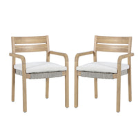 Arina Outdoor Dining Chair Set of 2, Padded Seat, Gray Wicker, Brown - BM355750