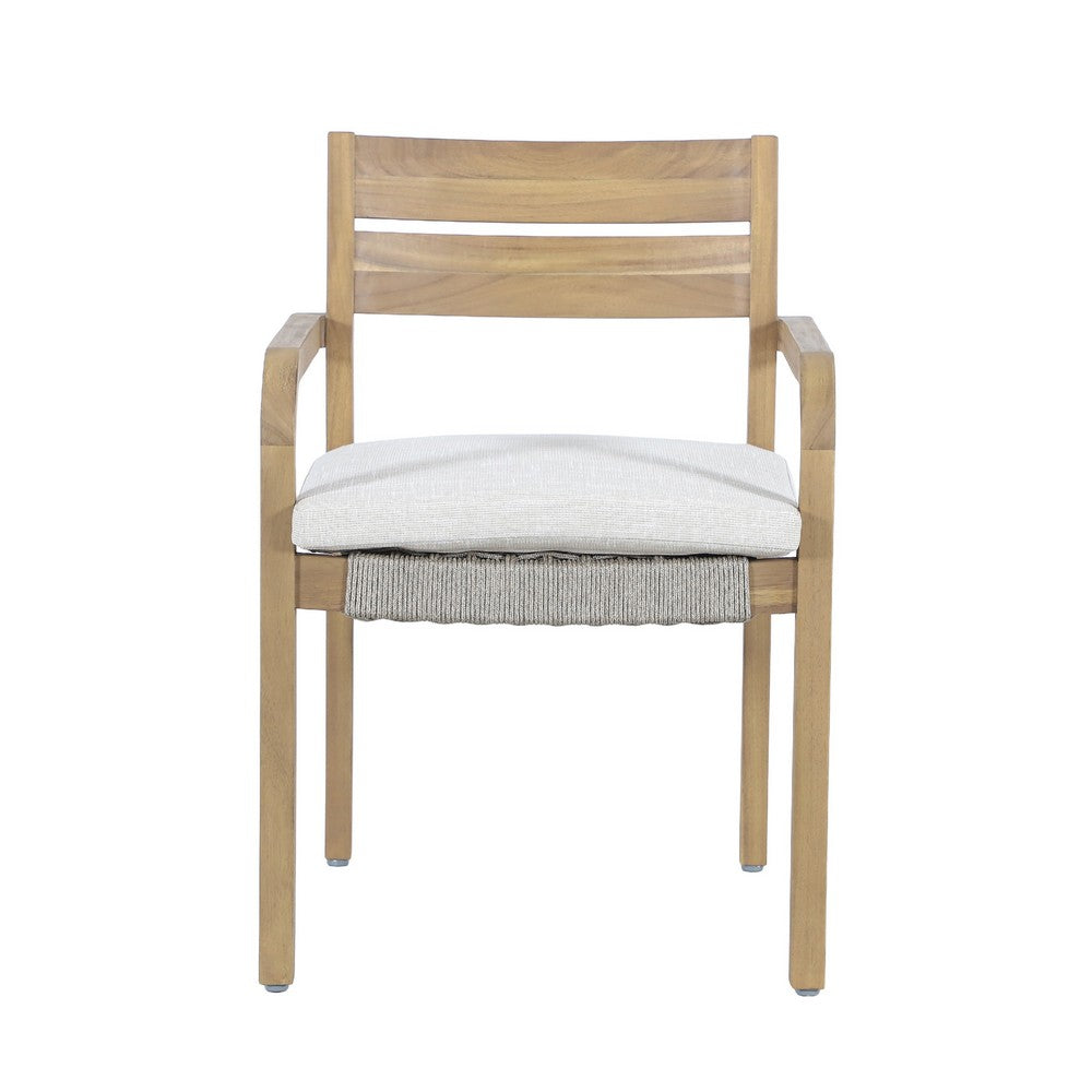 Arina Outdoor Dining Chair Set of 2, Padded Seat, Gray Wicker, Brown - BM355750