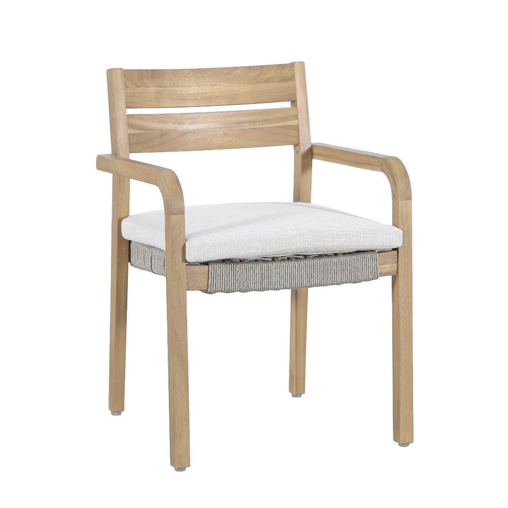Arina Outdoor Dining Chair Set of 2, Padded Seat, Gray Wicker, Brown - BM355750