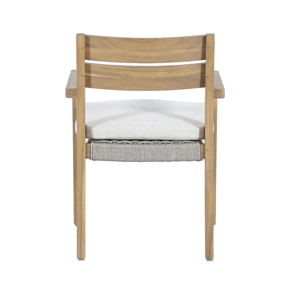 Arina Outdoor Dining Chair Set of 2, Padded Seat, Gray Wicker, Brown - BM355750