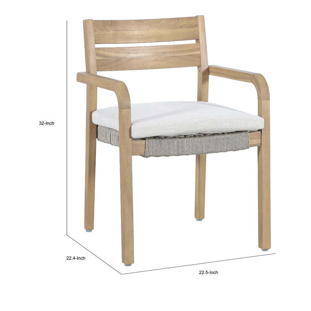 Arina Outdoor Dining Chair Set of 2, Padded Seat, Gray Wicker, Brown - BM355750