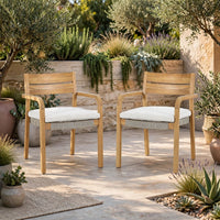 Arina Outdoor Dining Chair Set of 2, Padded Seat, Gray Wicker, Brown - BM355750