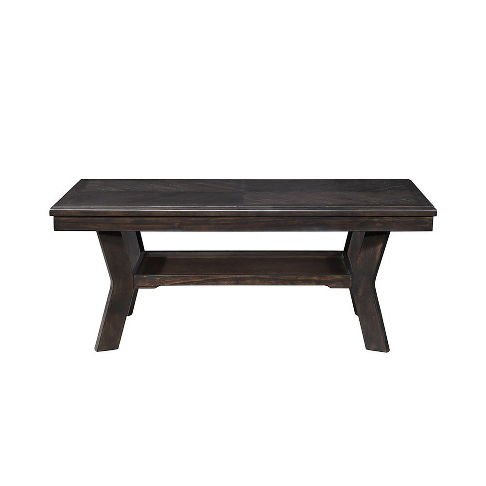 Gary 3pc Coffee Table & End Table Set, Open Shelf, Chevron Top, Brown
