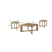 Sewy 3pc Coffee Table & End Table Set, Square Top, Crisscross Base, Brown