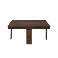 Pax 5pc Coffee Table w 4 Storage Ottoman, Gray Polyester Seat, Brown Wood - BM355753