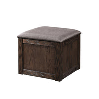 Pax 5pc Coffee Table w 4 Storage Ottoman, Gray Polyester Seat, Brown Wood - BM355753