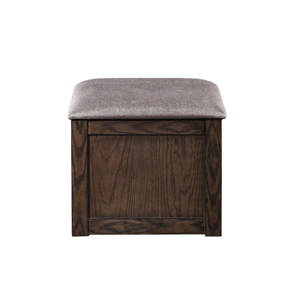 Pax 5pc Coffee Table w 4 Storage Ottoman, Gray Polyester Seat, Brown Wood - BM355753