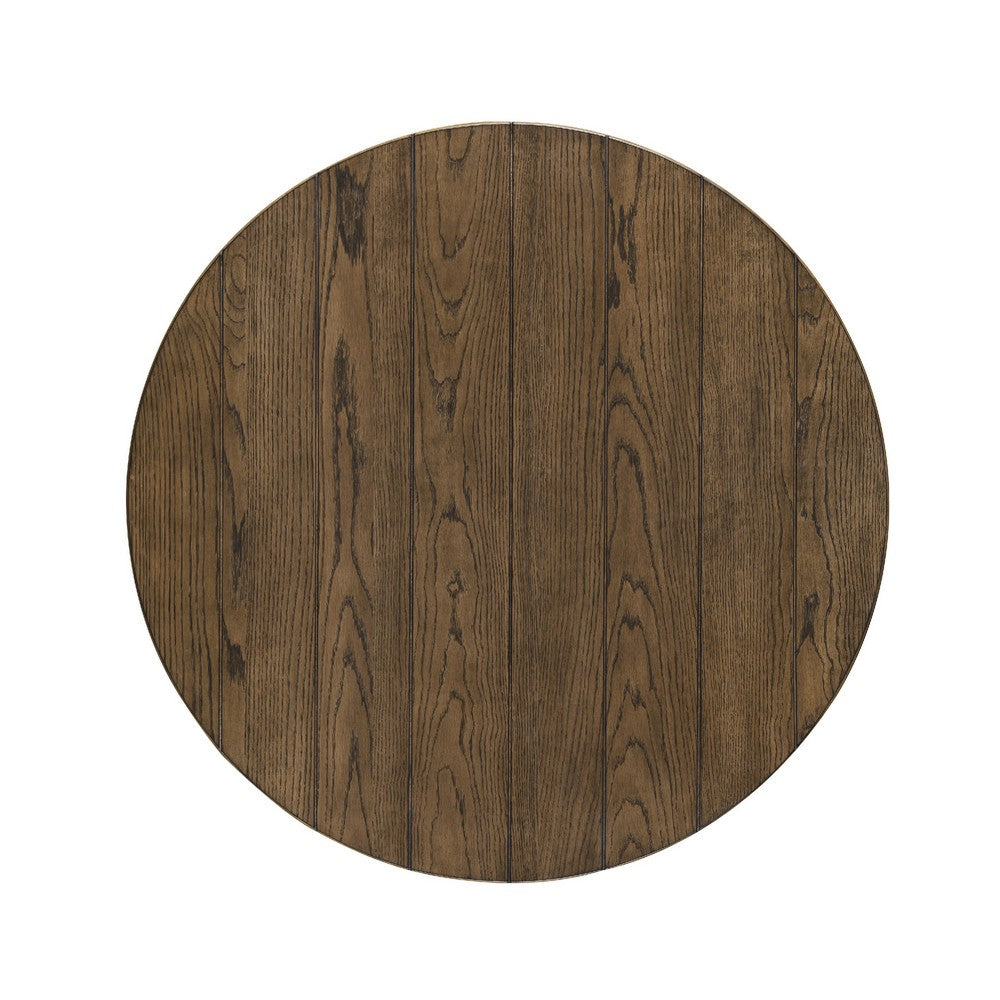 Ethy 3pc Round Coffee Table & End Table Set, Lower Shelf, Brown & White