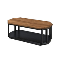 Dany 3pc Coffee Table & End Table, Lower Shelf, Brown Top & Black Base