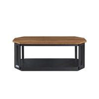 Dany 3pc Coffee Table & End Table, Lower Shelf, Brown Top & Black Base