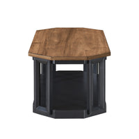 Dany 3pc Coffee Table & End Table, Lower Shelf, Brown Top & Black Base