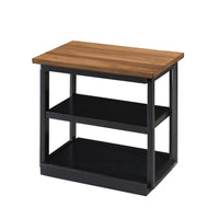 Dany 3pc Coffee Table & End Table, Lower Shelf, Brown Top & Black Base
