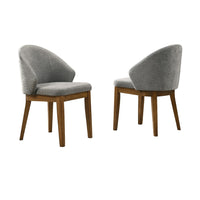 Andy Barrel-Back Dining Chairs with Walnut Legs, Set of 2, Gray Fabric - BM355848