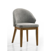 Andy Barrel-Back Dining Chairs with Walnut Legs, Set of 2, Gray Fabric - BM355848