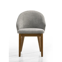Andy Barrel-Back Dining Chairs with Walnut Legs, Set of 2, Gray Fabric - BM355848
