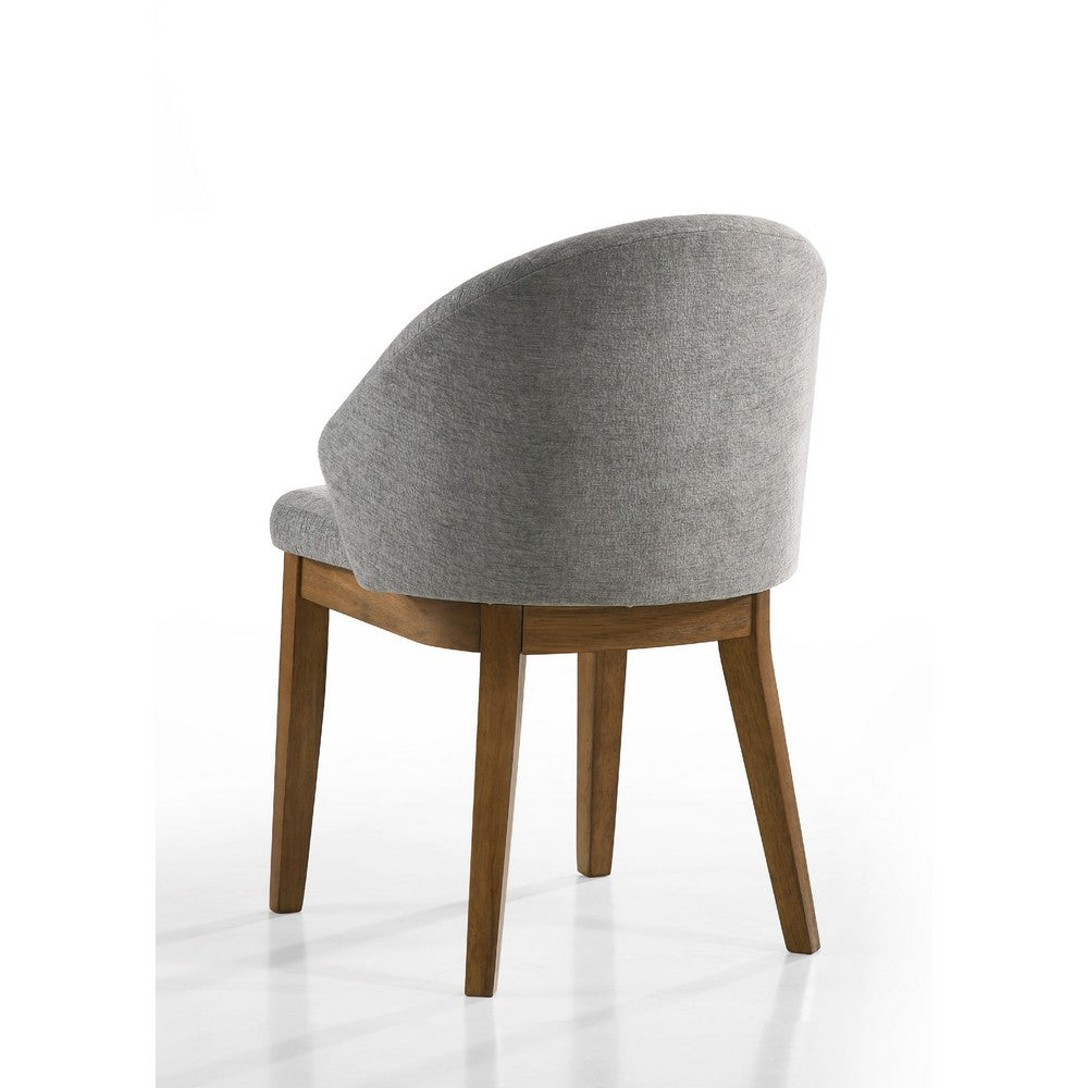 Andy Barrel-Back Dining Chairs with Walnut Legs, Set of 2, Gray Fabric - BM355848