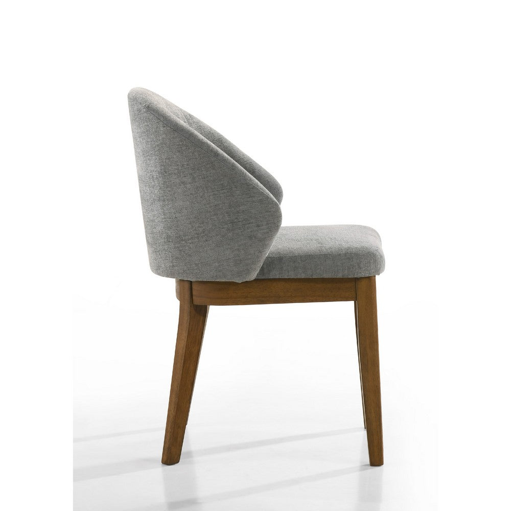 Andy Barrel-Back Dining Chairs with Walnut Legs, Set of 2, Gray Fabric - BM355848