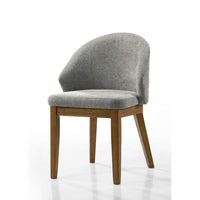 Andy Barrel-Back Dining Chairs with Walnut Legs, Set of 2, Gray Fabric - BM355848