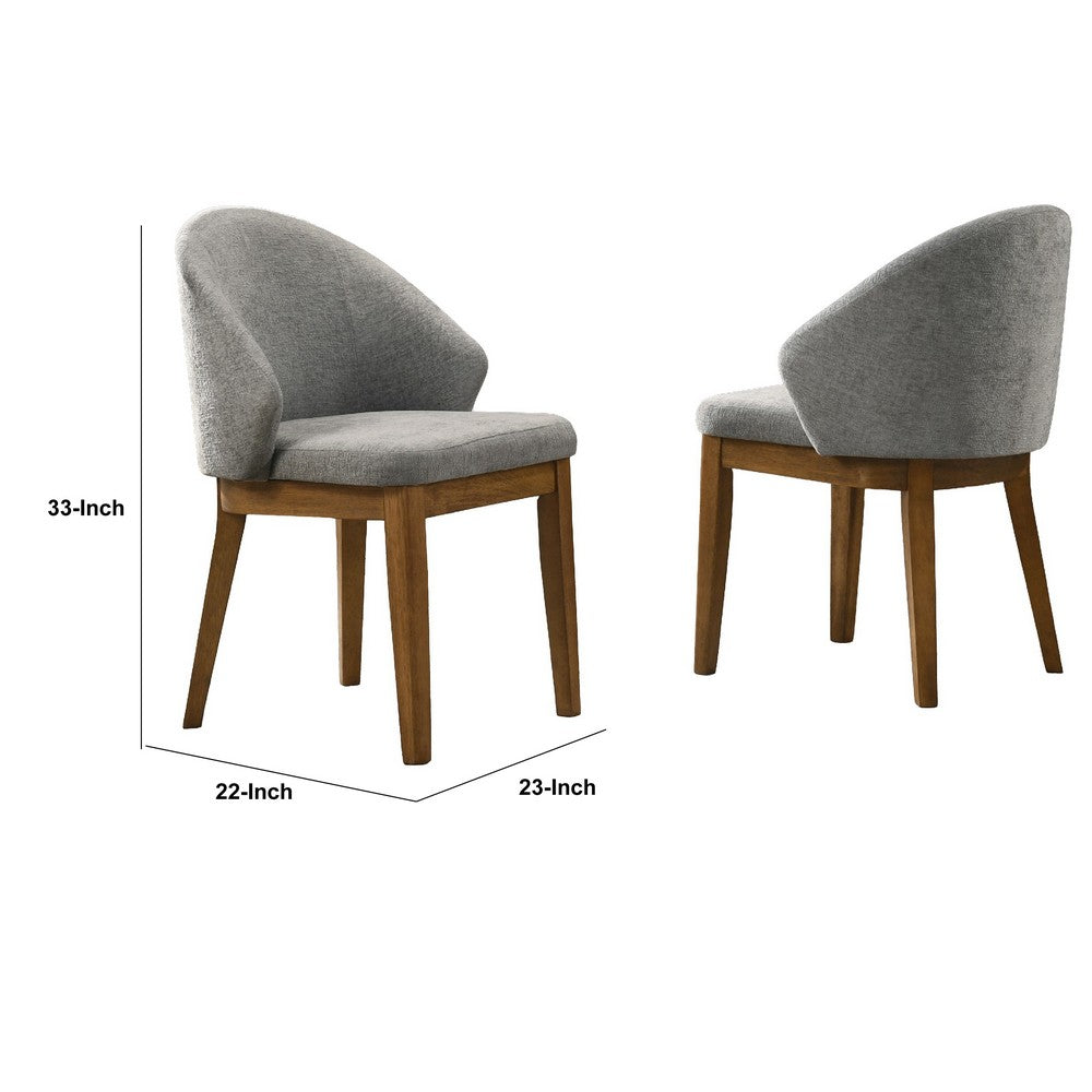 Andy Barrel-Back Dining Chairs with Walnut Legs, Set of 2, Gray Fabric - BM355848