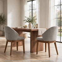 Andy Barrel-Back Dining Chairs with Walnut Legs, Set of 2, Gray Fabric - BM355848