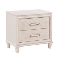 Monie Nightstand with 2 Drawers, USB-A and USB-C Ports, White Wood - BM355858