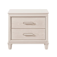 Monie Nightstand with 2 Drawers, USB-A and USB-C Ports, White Wood - BM355858