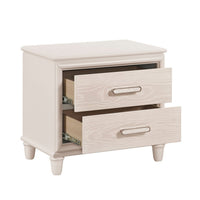 Monie Nightstand with 2 Drawers, USB-A and USB-C Ports, White Wood - BM355858