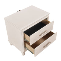 Monie Nightstand with 2 Drawers, USB-A and USB-C Ports, White Wood - BM355858