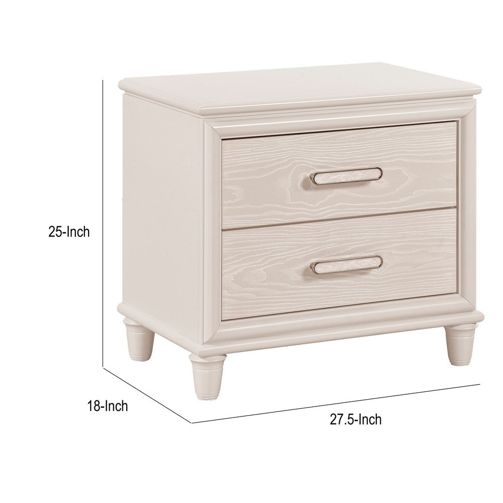 Monie Nightstand with 2 Drawers, USB-A and USB-C Ports, White Wood - BM355858