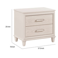 Monie Nightstand with 2 Drawers, USB-A and USB-C Ports, White Wood - BM355858