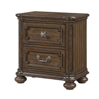 Bucky Nightstand with 2 Dovetail Drawers, Molding Details, Brown Wood - BM355861