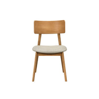 Zoya Dining Side Chair with Wooden Frame, Set of 2, Beige Fabric - BM355862