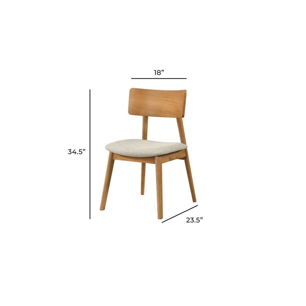 Zoya Dining Side Chair with Wooden Frame, Set of 2, Beige Fabric - BM355862