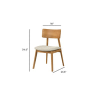 Zoya Dining Side Chair with Wooden Frame, Set of 2, Beige Fabric - BM355862