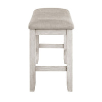 Vile Counter-Height Dining Bench, Gray Fabric Seat, Antique White Wood - BM355863