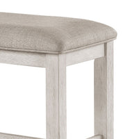 Vile Counter-Height Dining Bench, Gray Fabric Seat, Antique White Wood - BM355863