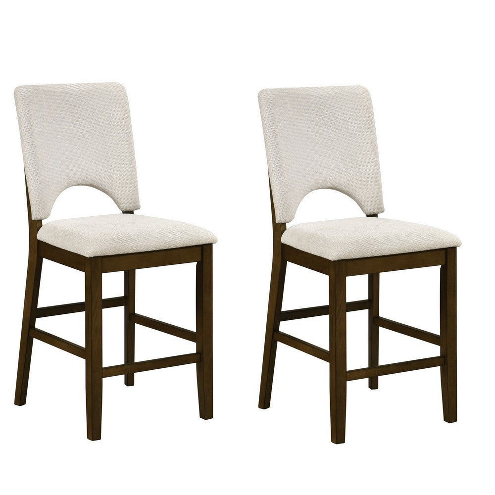 Andre Counter Height Chair, Set of 2, Brown Wood Frame, Beige Fabric  - BM355864