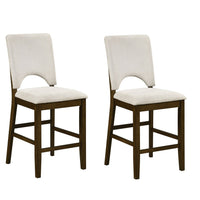 Andre Counter Height Chair, Set of 2, Brown Wood Frame, Beige Fabric  - BM355864