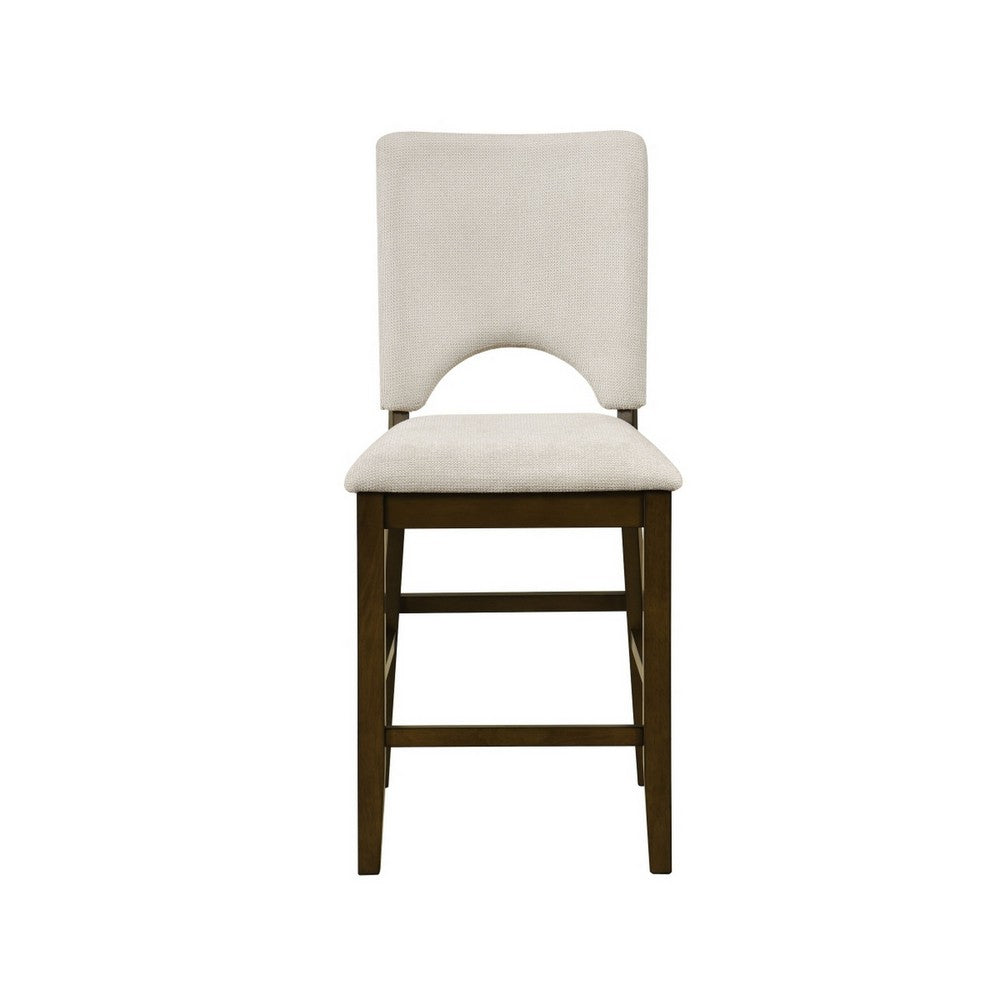 Andre Counter Height Chair, Set of 2, Brown Wood Frame, Beige Fabric  - BM355864
