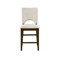 Andre Counter Height Chair, Set of 2, Brown Wood Frame, Beige Fabric  - BM355864