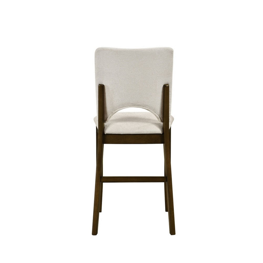 Andre Counter Height Chair, Set of 2, Brown Wood Frame, Beige Fabric  - BM355864