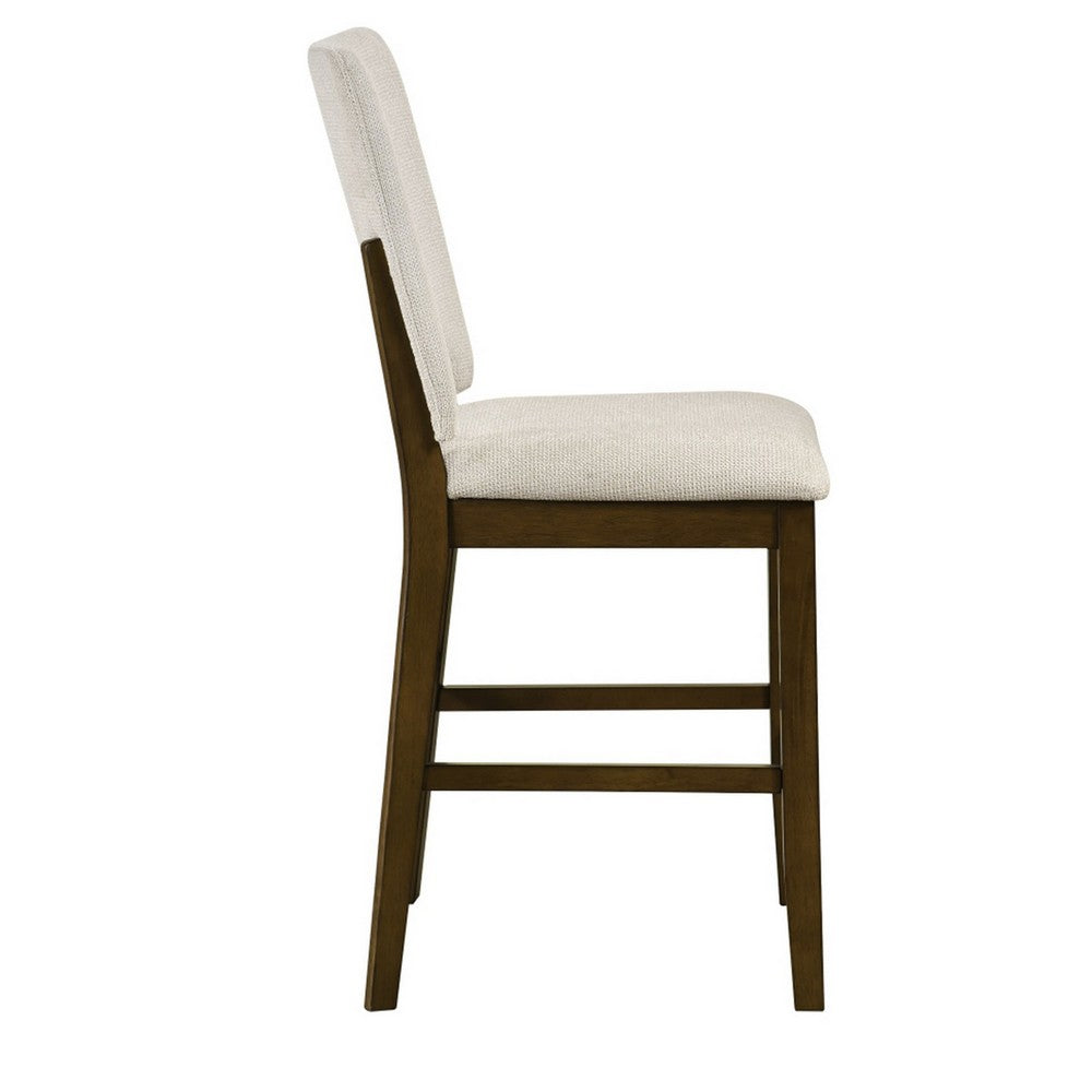 Andre Counter Height Chair, Set of 2, Brown Wood Frame, Beige Fabric  - BM355864