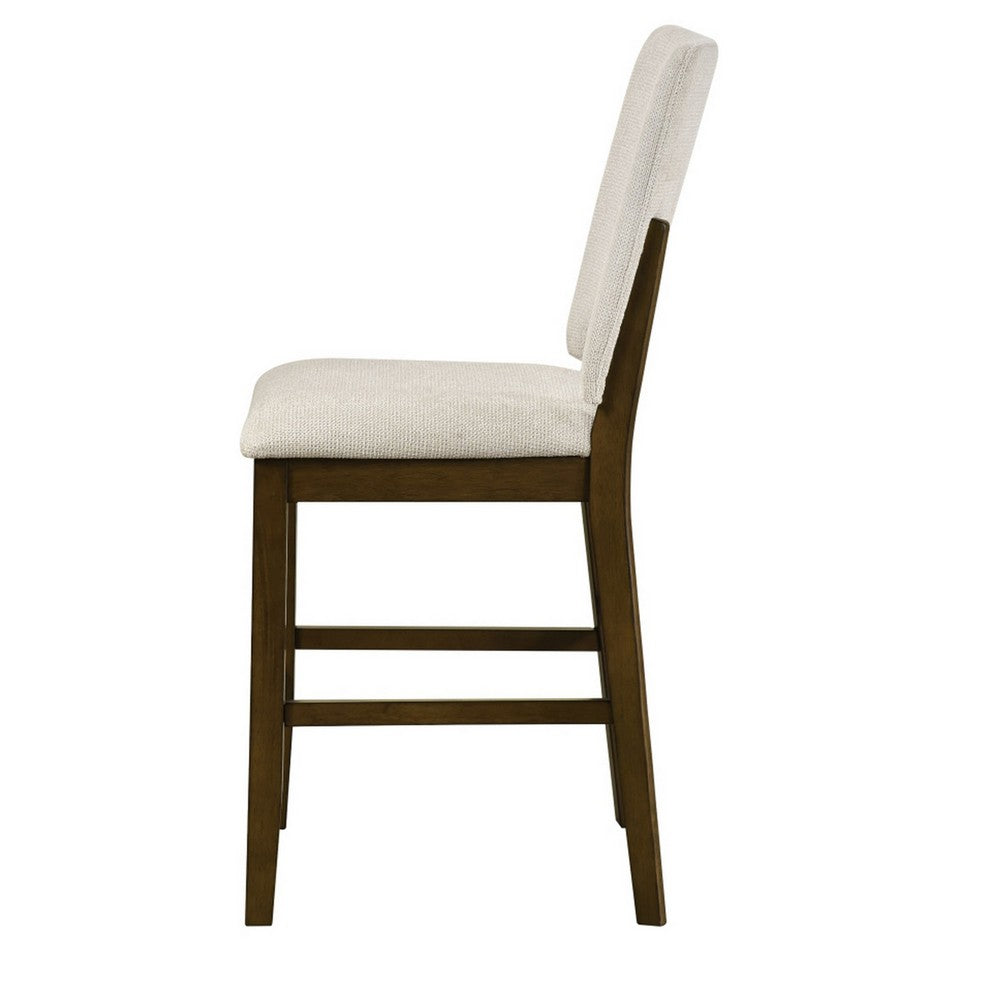 Andre Counter Height Chair, Set of 2, Brown Wood Frame, Beige Fabric  - BM355864