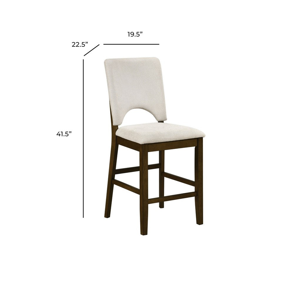 Andre Counter Height Chair, Set of 2, Brown Wood Frame, Beige Fabric  - BM355864