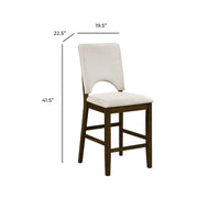 Andre Counter Height Chair, Set of 2, Brown Wood Frame, Beige Fabric  - BM355864