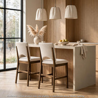 Andre Counter Height Chair, Set of 2, Brown Wood Frame, Beige Fabric  - BM355864