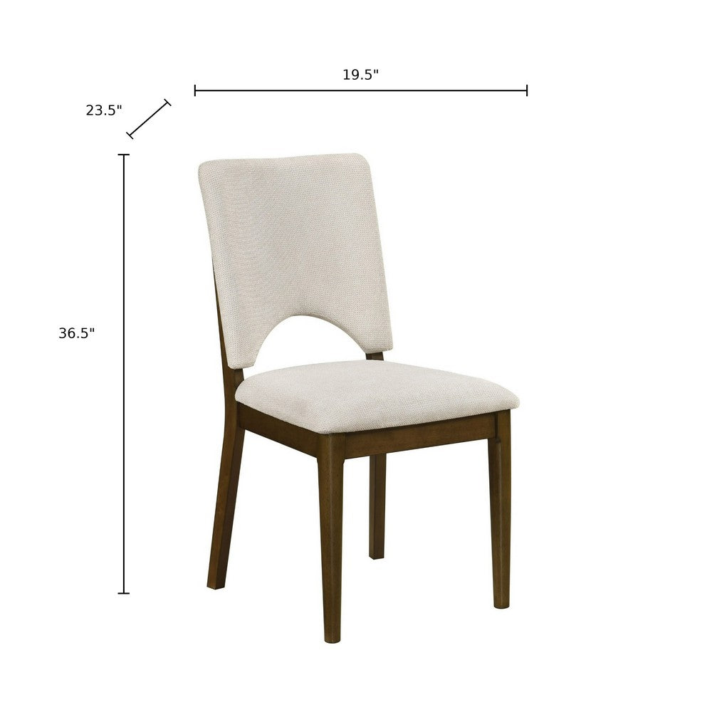 Andre Modern Side-Dining Chair Set of 2,  Angled Wood Frame, Beige Fabric - BM355867