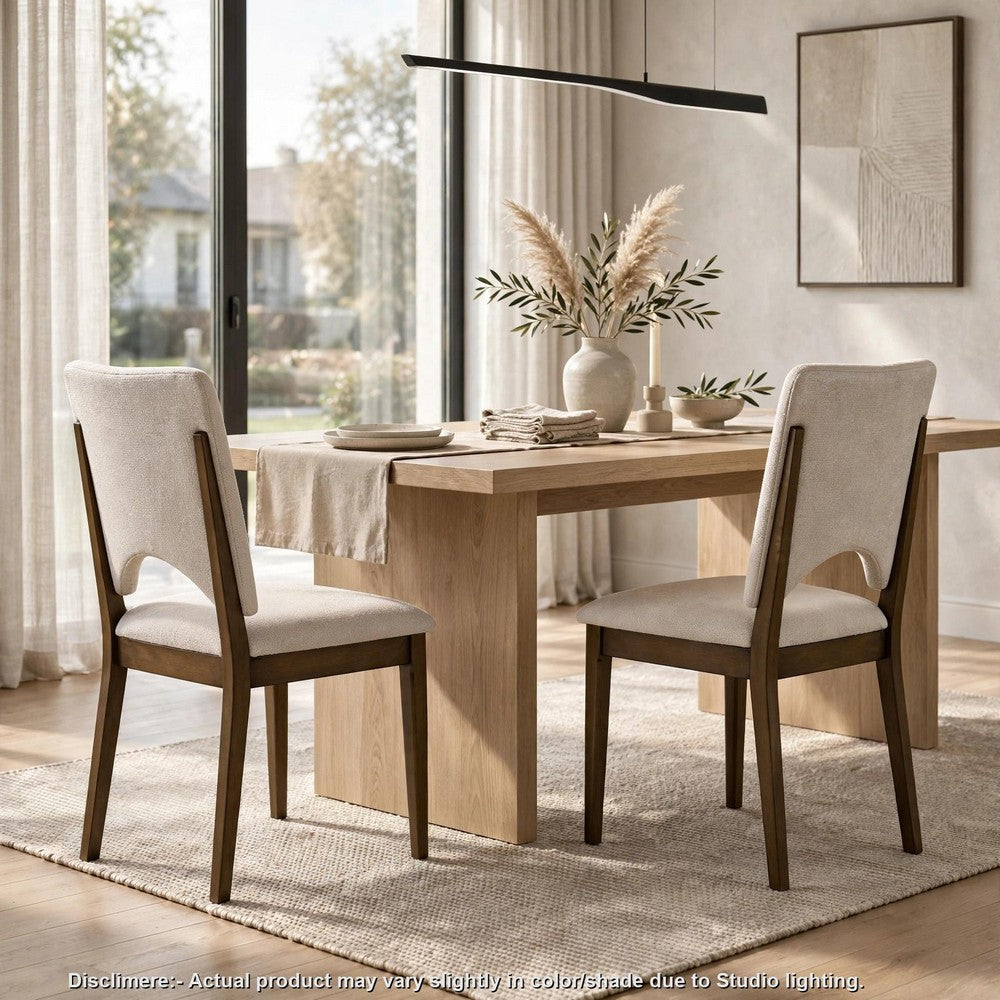 Andre Modern Side-Dining Chair Set of 2,  Angled Wood Frame, Beige Fabric - BM355867