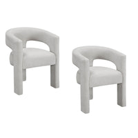 Mez Dining-Side Chair, Curved Design, Set of 2, Light Gray Boucle - BM355868