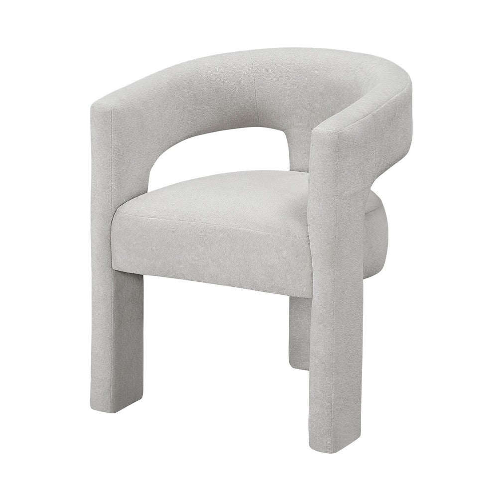 Mez Dining-Side Chair, Curved Design, Set of 2, Light Gray Boucle - BM355868